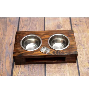 Terrier Kerry Blue - support en bois avec des bols pour chien, bols pour chien en acier, cadeau pour l'adoption d'un chien de la marque Art-Dog