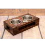 Kerry Blue Terrier, Irish Blue Terrier - wooden stand with bowls for a dog, steel dog bowls, a gift for adopting a dog from the Art-Dog brand