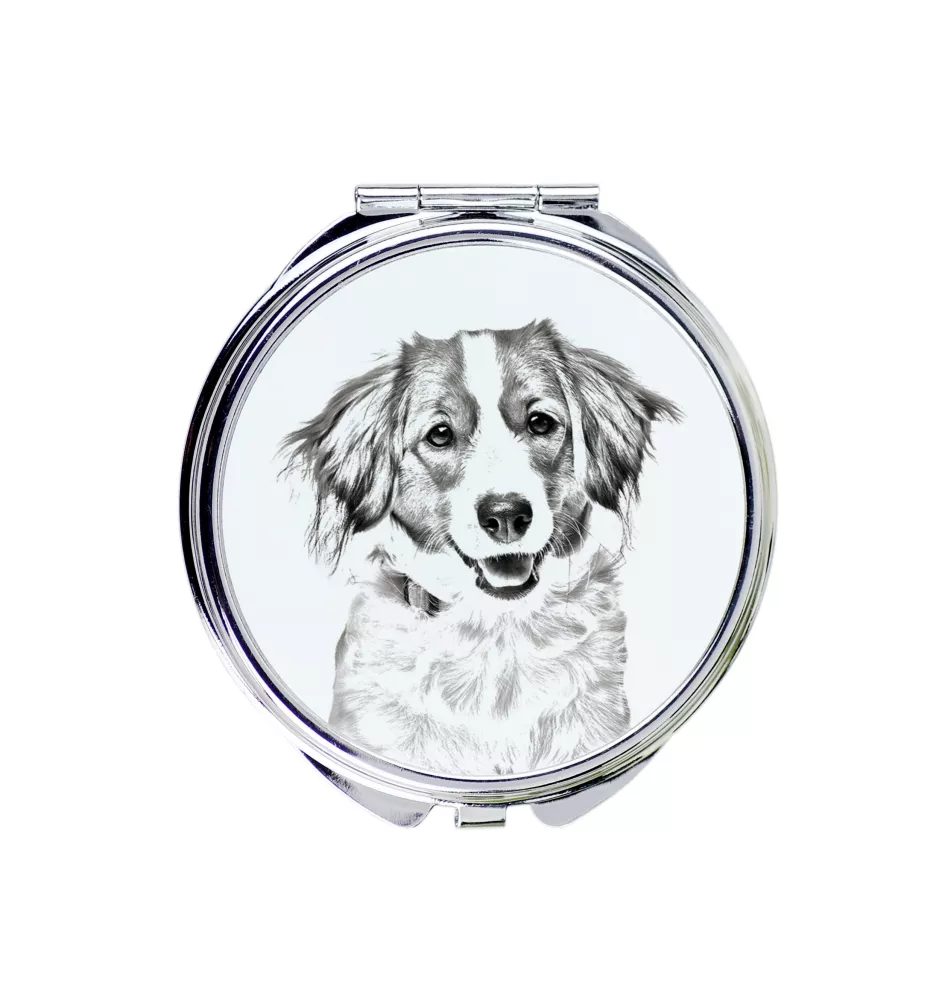 Kooikerhondje - Pocket mirror with a dog, personalized mirror for a purse, compact mirror with Art-Dog brand print.