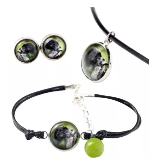 Terrier Kerry Blue - ensemble de bijoux dans une boîte, collier, boucles d'oreilles, bracelet, produits de la marque Art-Dog