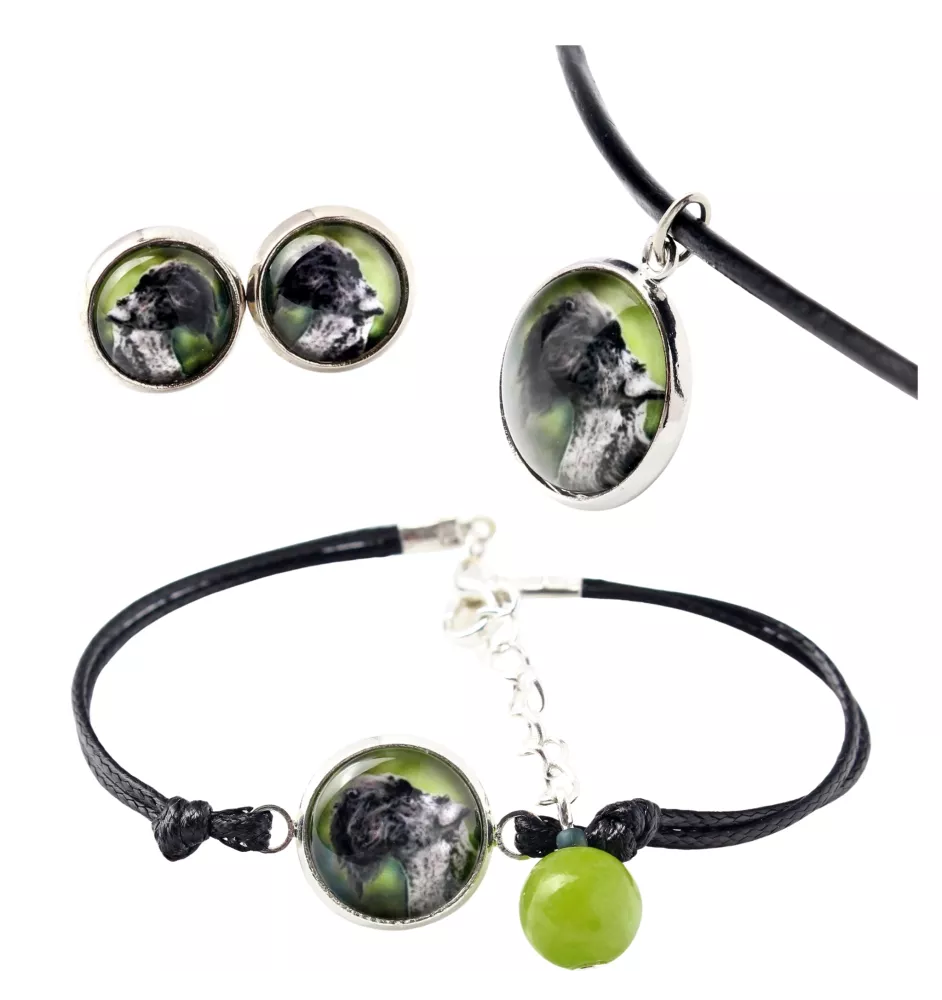 Kerry Blue Terrier, Irish Blue Terrier - a set of jewelry in a box, necklace, earrings, bracelet, products from the Art-Dog brand