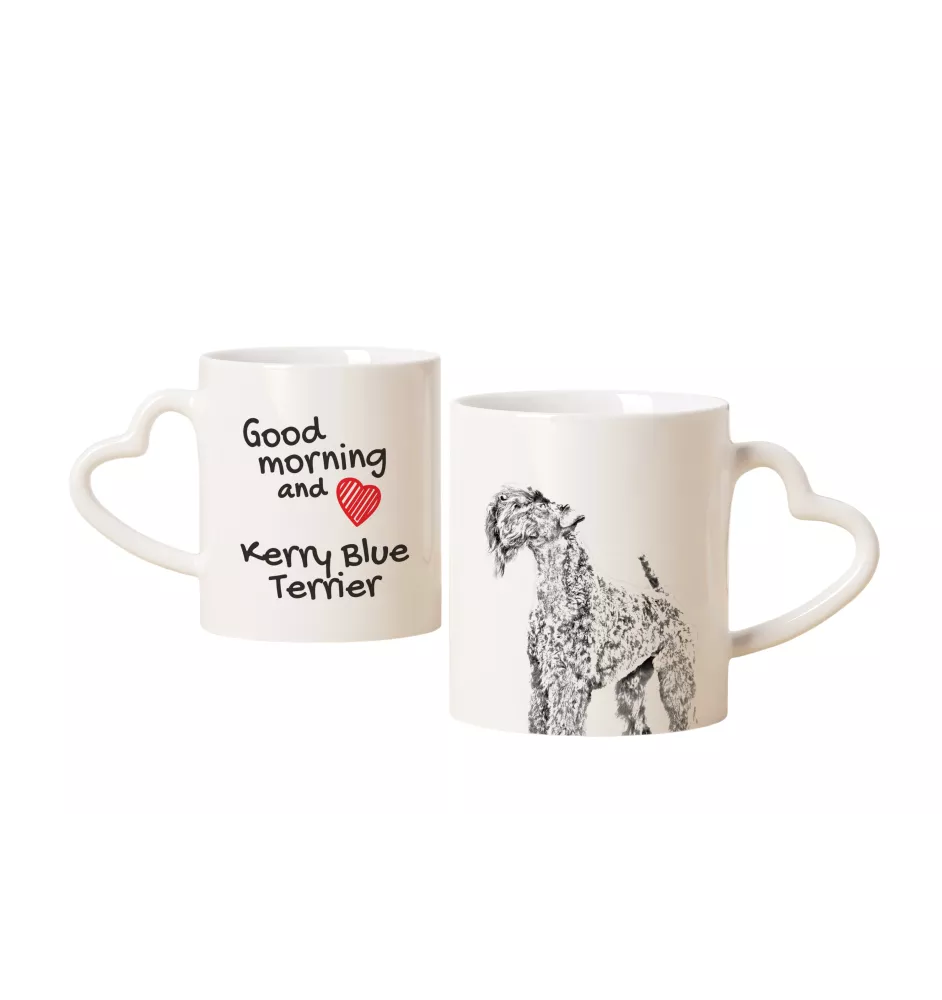 Kerry Blue Terrier, Irish Blue Terrier - cup with a dog, adorable cup with a heart-shaped handle, universal gift from the Art-Dog brand