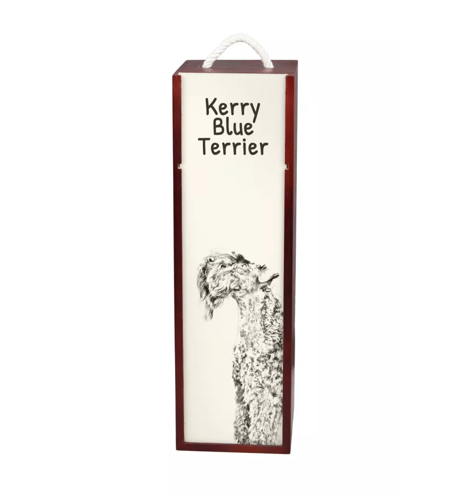 Kerry Blue Terrier, Irish Blue Terrier - wine box with a dog, alcohol box with graphics, personalized gift box from the Art-Dog brand