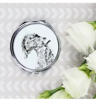 Kerry Blue Terrier, Irish Blue Terrier - Taschenspiegel mit Hund, personalisierter Taschenspiegel, kompakter Spiegel mit Art-Dog-Logo