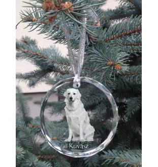 Kuvasz - boule de Noël en cristal avec une photo, photo de chien dans le cristal, décoration personnalisée pour sapin de Noël de la marque Art-Dog