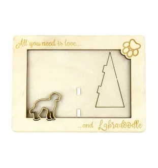 Labradoodle, Labrapoodle - Cadre photo, cadre en bois gravé, un joli gadget pour l'amoureux des chiens par Art-Dog