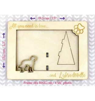 Labradoodle - Fotorahmen, gravierter Holzrahmen, ein schönes Gadget für den Hundeliebhaber von Art-Dog