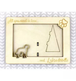 Labradoodle - Fotorahmen, gravierter Holzrahmen, ein schönes Gadget für den Hundeliebhaber von Art-Dog