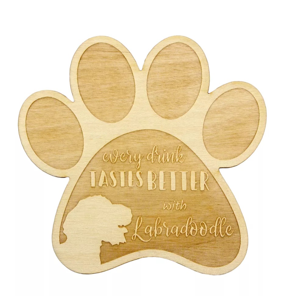 Labradoodle, Labrapoodle - Sous-verre mug, sous-verre gravé avec chien, cadeau pour amoureux des chiens par la marque Art-Dog