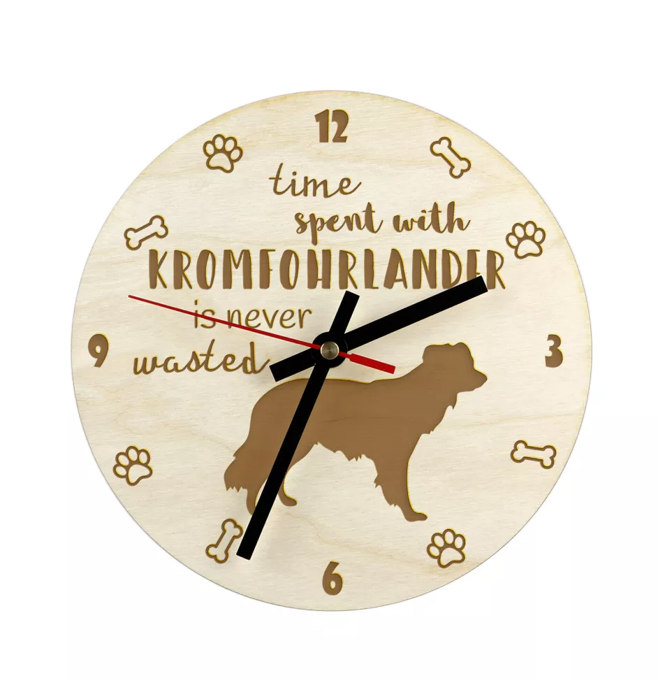 Kromfohrländer - horloge avec chien, horloge en bois, horloge murale pour les amoureux des chiens, horloge de bureau et étagère, Art-Dog