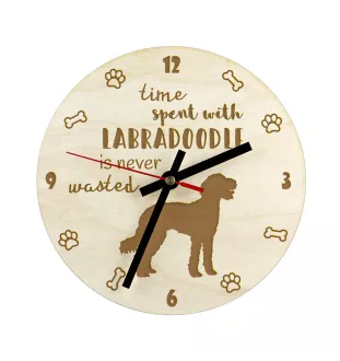 Labradoodle - Hundeuhr, Holzuhr, Wanduhr für Hundefreunde, Tisch- und Regaluhr, Art-Dog