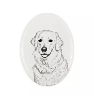 Kuvasz - Gedenktafel mit einem Foto eines Hundes, Grabplatte mit Druck, personalisierte ovale Platte der Marke Art-Dog