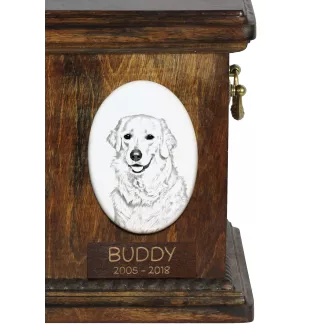 Kuvasz - une plaque commémorative avec une photo de chien, une plaque funéraire avec une impression, une plaque ovale personnalisée de la marque Art-Dog