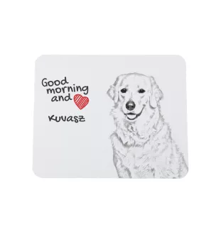Kuvasz - mouse pad with print, personalized dog-themed mouse pad, unique gadget for an office worker by Art-Dog brand