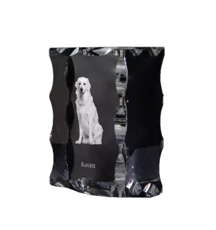 Kuvasz - Kristall mit einem Hundebild, Glasstatuette mit einem Bild, einzigartiger Bilderrahmen der Marke Art-Dog