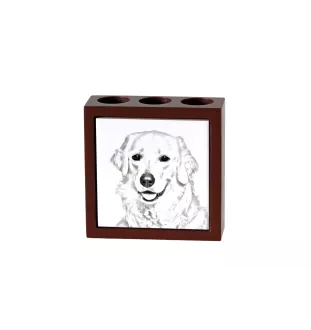 Kuvasz - Stifthalter mit Hund, Schreibtischorganizer mit Aufdruck, personalisierte Schreibtischdekoration der Marke Art-Dog