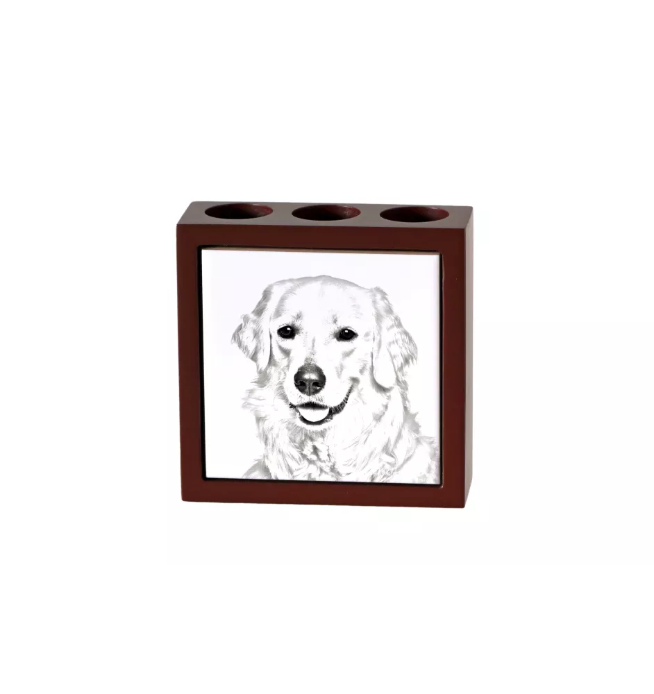 Kuvasz - Stifthalter mit Hund, Schreibtischorganizer mit Aufdruck, personalisierte Schreibtischdekoration der Marke Art-Dog