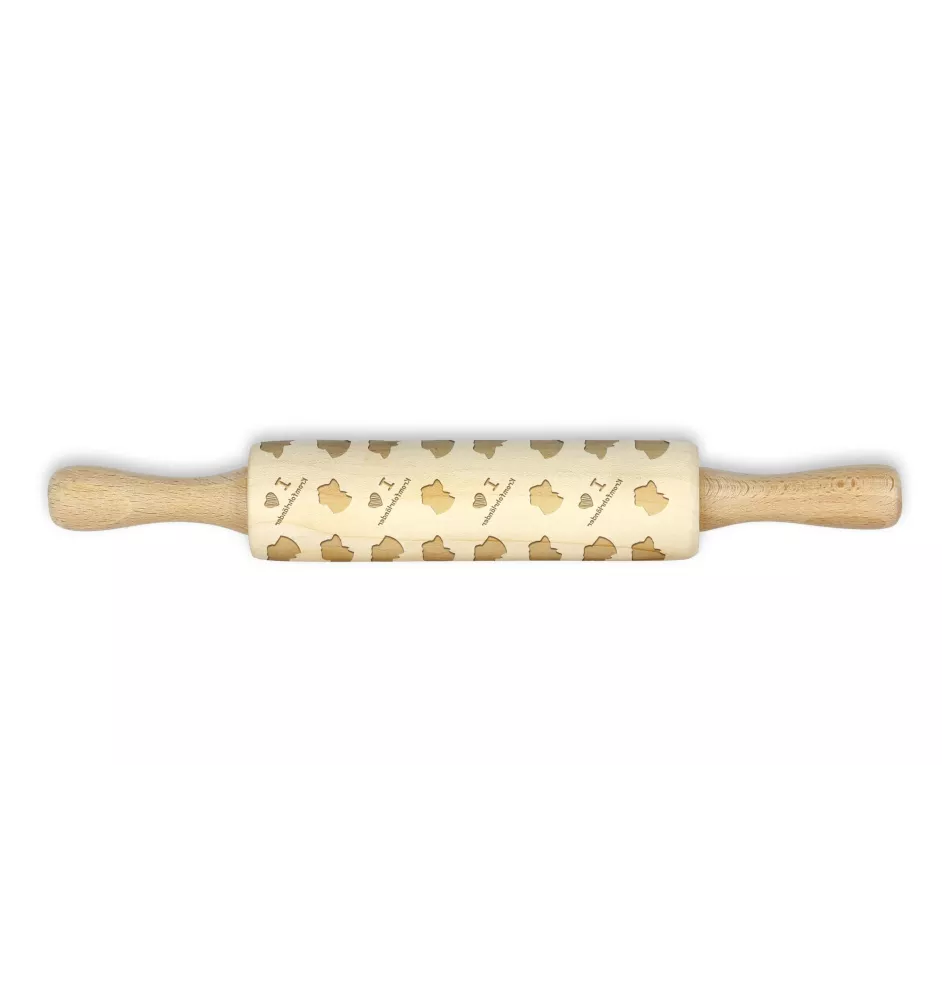 Kromfohrländer, Kromi - small rolling pin with a dog pattern, a rolling pin for children's dough, decorating ceramic clay by Art-Dog brand