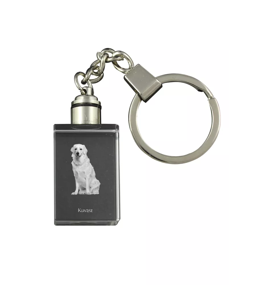 Kuvasz - Crystal key ring with dog photo, illuminated key ring, unique gift by Art-Dog brand
