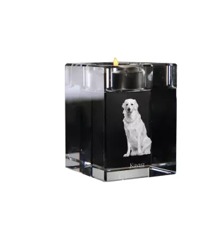 Kuvasz - Bougeoir avec photo de chien, porte bougie en cristal, cadeau personnalisé par la marque Art-Dog