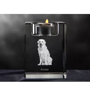Kuvasz - Kerzenhalter mit Hundefoto, Teelichthalter aus Kristall, personalisiertes Geschenk der Marke Art-Dog