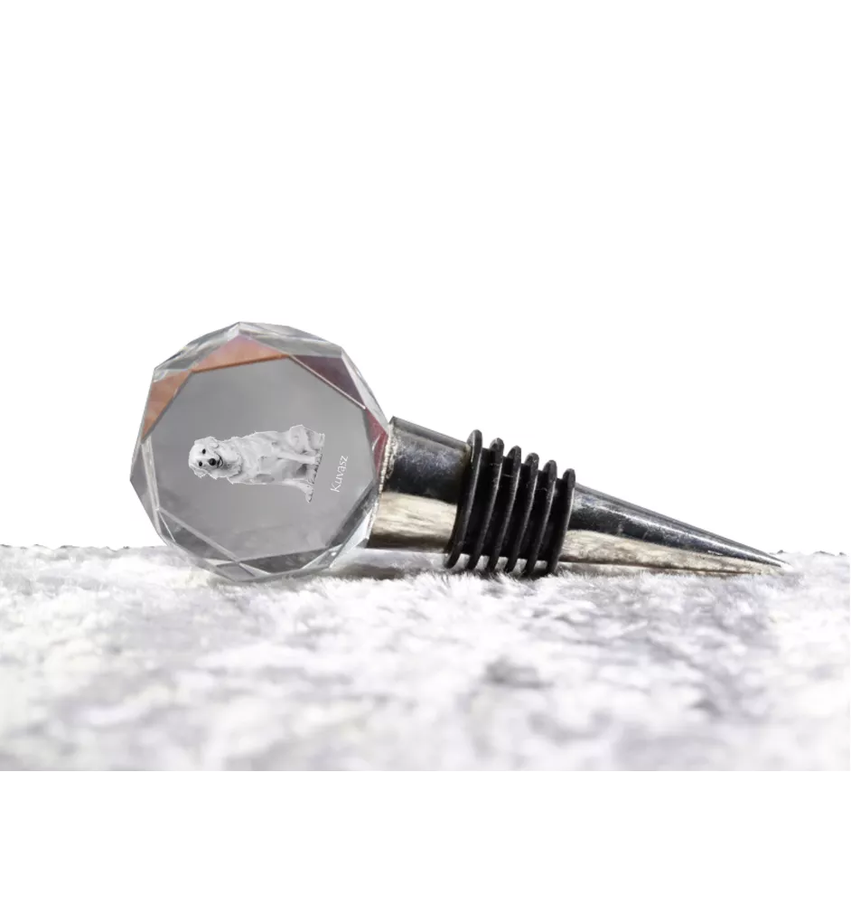 Kuvasz - Bottle stopper, crystal wine stopper with photo, personalised gift for bartender by Art-Dog brand