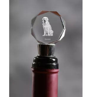 Kuvasz - Bottle stopper, crystal wine stopper with photo, personalised gift for bartender by Art-Dog brand