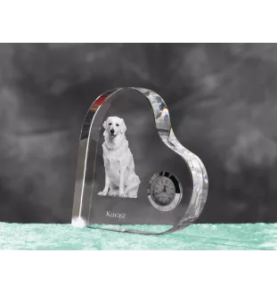 Kuvasz zegar w kształcie serca z psem Art-Dog
