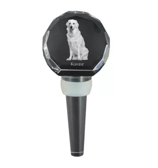 Kuvasz - Kristallflaschenverschluss, einzigartiger Weinverschluss mit Foto, personalisiertes Geschenk für Sommelier der Marke Art-Dog