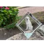 Kuvasz - crystal cube with a photo, photo of a horse in crystal, cubic paperweight from Art-Dog brand