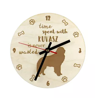 Kuvasz - clock with a dog, wooden clock, wall clock for dog lovers, clock for desk and shelf, Art-Dog