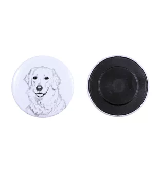 Kuvasz Magnet mit einem Hundepfotenabdruck, außergewöhnlich leicht, starker Magnet, handgefertigtes Produkt der Marke Art-Dog