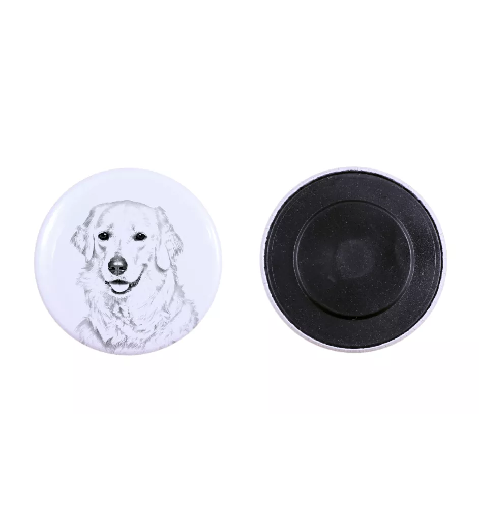Kuvasz Magnet mit einem Hundepfotenabdruck, außergewöhnlich leicht, starker Magnet, handgefertigtes Produkt der Marke Art-Dog