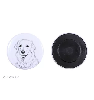 Kuvasz Magnet mit einem Hundepfotenabdruck, außergewöhnlich leicht, starker Magnet, handgefertigtes Produkt der Marke Art-Dog