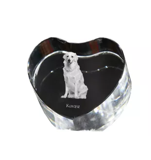 Kuvasz - a photo of a dog in crystal, crystal heart, unique photo frame from the Art-Dog brand
