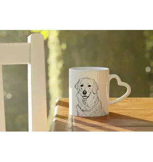 Kuvasz - cup with a dog, adorable cup with a heart-shaped handle, universal gift from the Art-Dog brand