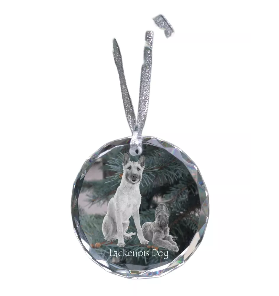 Laekenois Belgischer Schäferhund - Kristallkugel mit Foto, Hundebild im Kristall, personalisierter Christbaumschmuck von Art-Dog.