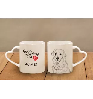 Kuvasz - Tasse mit Hund, entzückende Tasse mit herzförmigem Henkel, universelles Geschenk der Marke Art-Dog