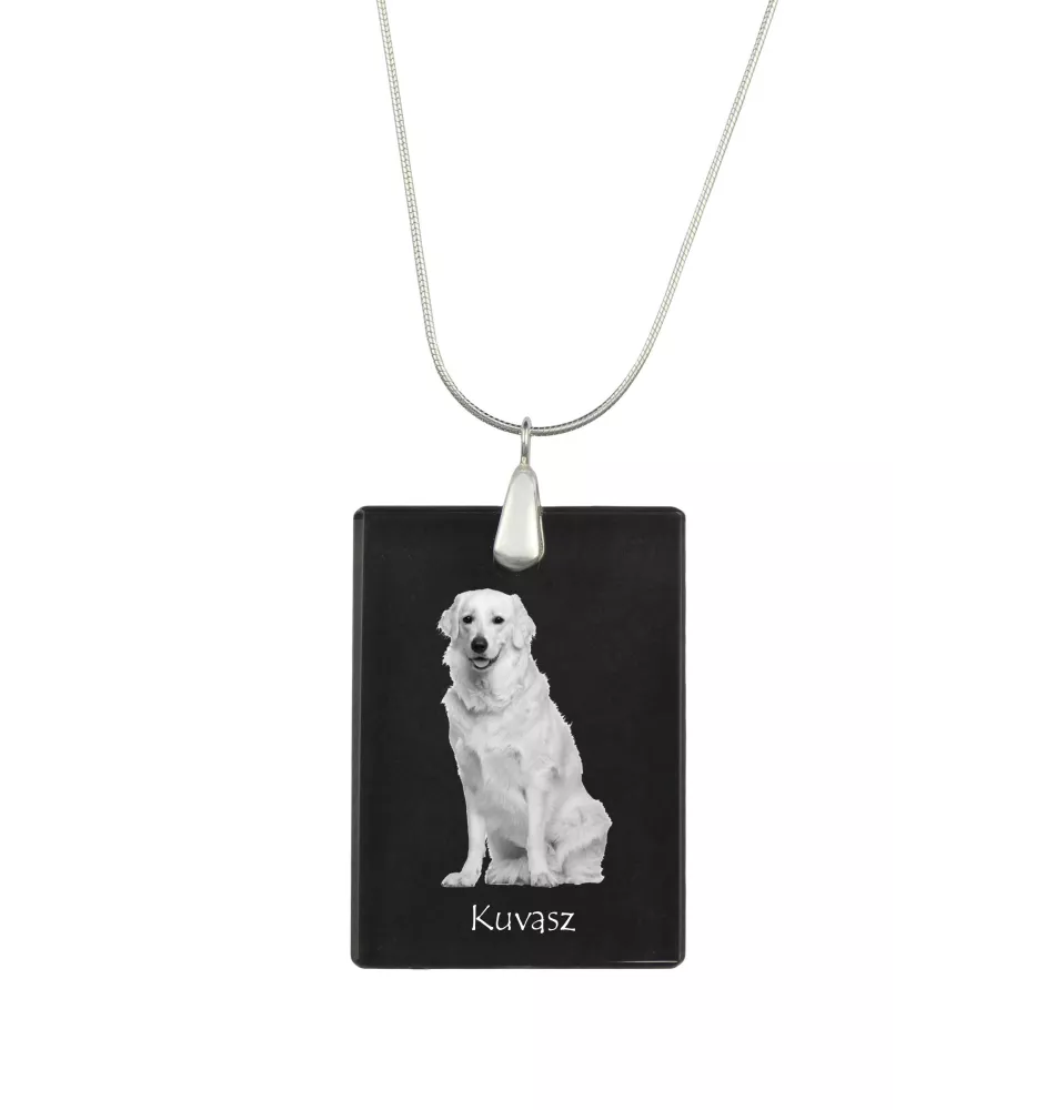 Kuvasz - Crystal pendant with dog, silver necklace with photo, personalised pendant by Art-Dog brand