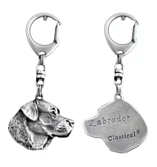 Labrador Retriever, retriever du Labrador - Porte-clés argenté avec un chien dans une boîte cadeau, décoration de sac à main, pendentif de sac à dos par la marque Art-Dog