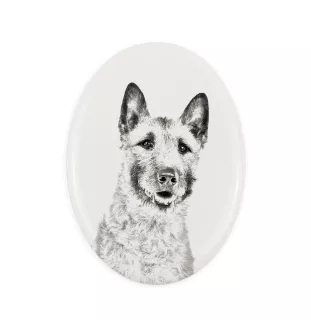 Laekenois Belgian Shepherd Dog - commemorative plaque with a photo of a dog, tombstone with a print, personalized oval plaque from the Art-Dog brand