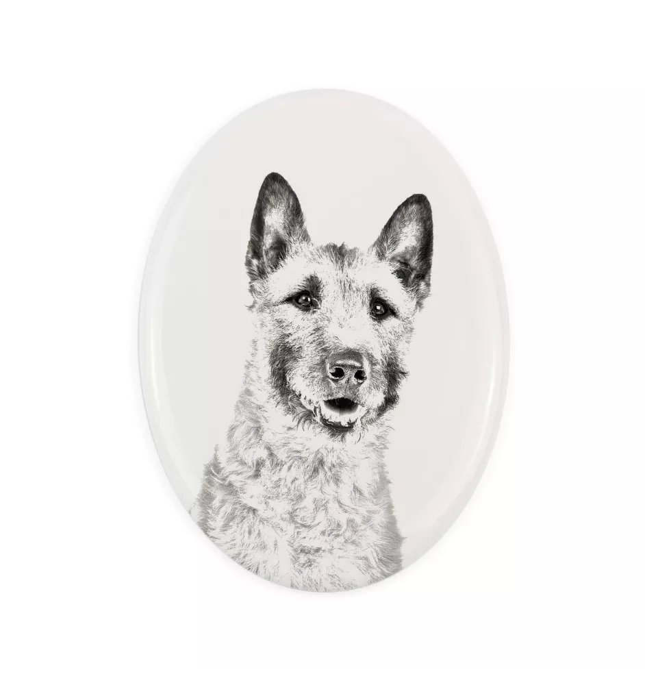 Laekenois Belgischer Schäferhund - Gedenktafel mit einem Foto eines Hundes, Grabplatte mit Druck, personalisierte ovale Platte der Marke Art-Dog