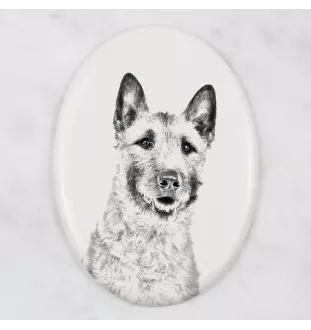 Laekenois Belgian Shepherd Dog - commemorative plaque with a photo of a dog, tombstone with a print, personalized oval plaque from the Art-Dog brand