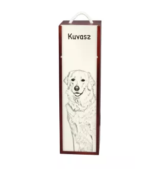 Kuvasz - wine box with a dog, alcohol box with graphics, personalized gift box from the Art-Dog brand