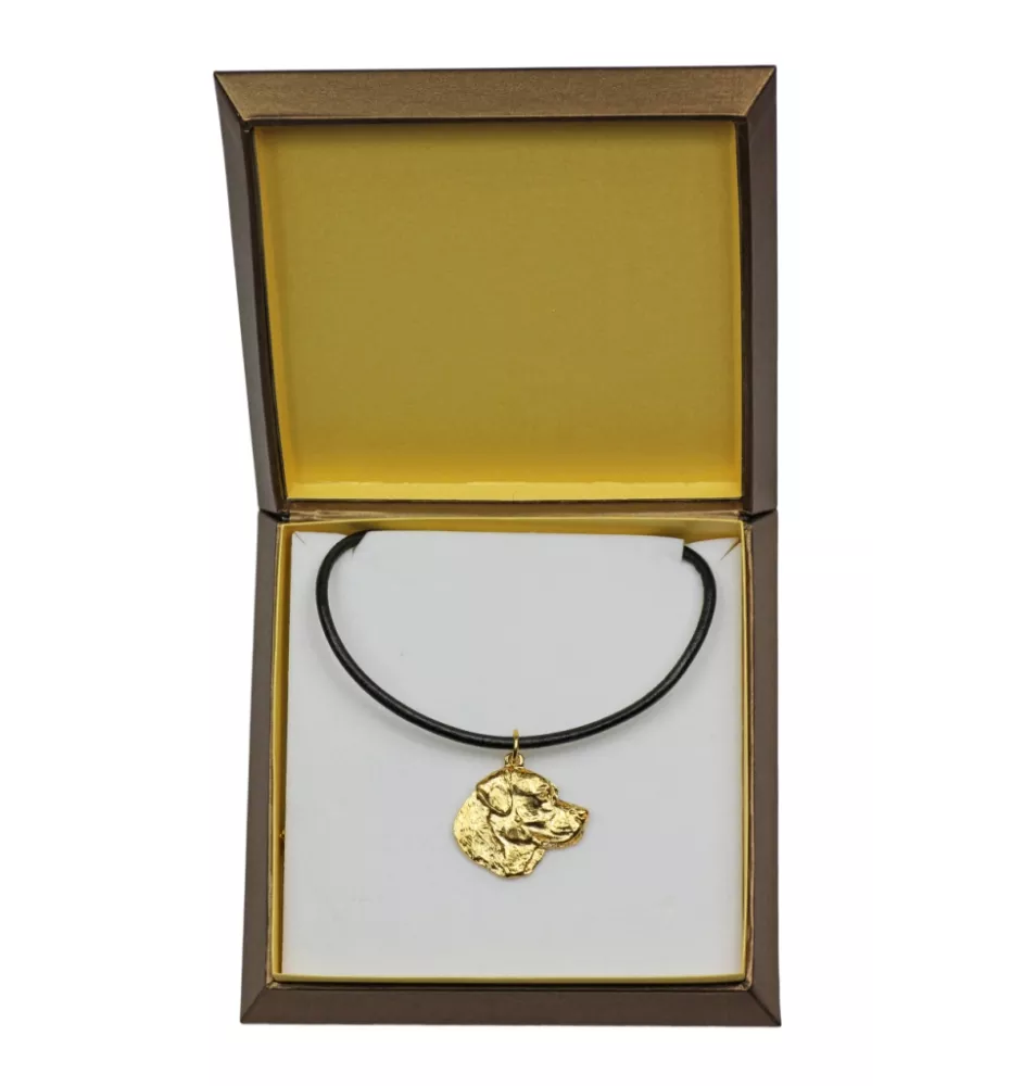 Labrador Retriever, retriever du Labrador - Collier de chien dans une boîte cadeau, pendentif plaqué or pour les fans de chiens, bijoux remarquables par Art-Dog