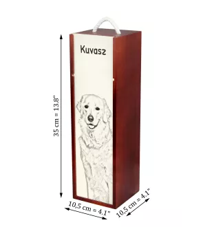 Kuvasz - wine box with a dog, alcohol box with graphics, personalized gift box from the Art-Dog brand