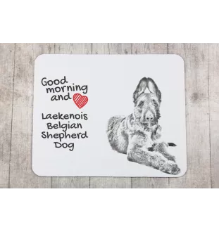 Laekenois Belgian Shepherd Dog - mouse pad with print, personalized dog-themed mouse pad, unique gadget for an office worker by Art-Dog brand