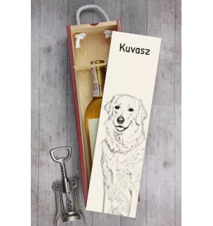 Kuvasz - wine box with a dog, alcohol box with graphics, personalized gift box from the Art-Dog brand
