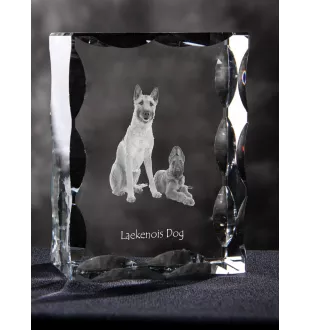 Laekenois Belgian Shepherd Dog - crystal with a picture of a dog, glass statuette with a picture, unique frame with a picture from Art-Dog brand