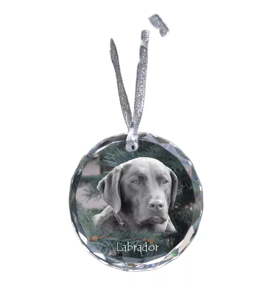 Labrador Retriever - crystal bauble with a photo, dog photo in crystal, personalized Christmas tree ornament by Art-Dog brand